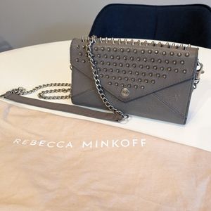 Rebecca Minkoff grey studded envelope bag